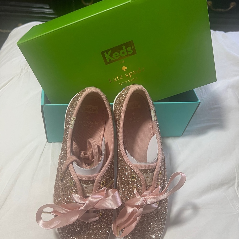 Keds Rose Gold Glitter Sneakers - Picture 2 of 9